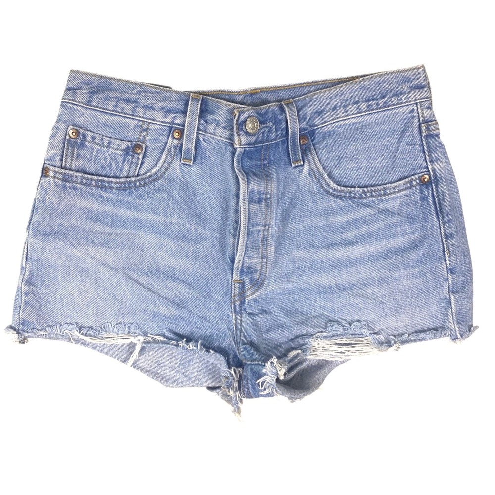Levis Premium 501 Original‎ Fit Shorts Light Wash Distressed Denim W28*